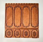 Baroque Miniature Wall Panel – 1:12 & 1:24 Scale Dollhouse Wainscoting Kit (MDF or Baltic Birch)