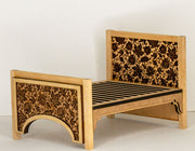 Miniature Dollhouse Bed - Floral Engraved  -  1:12 Scale Kit