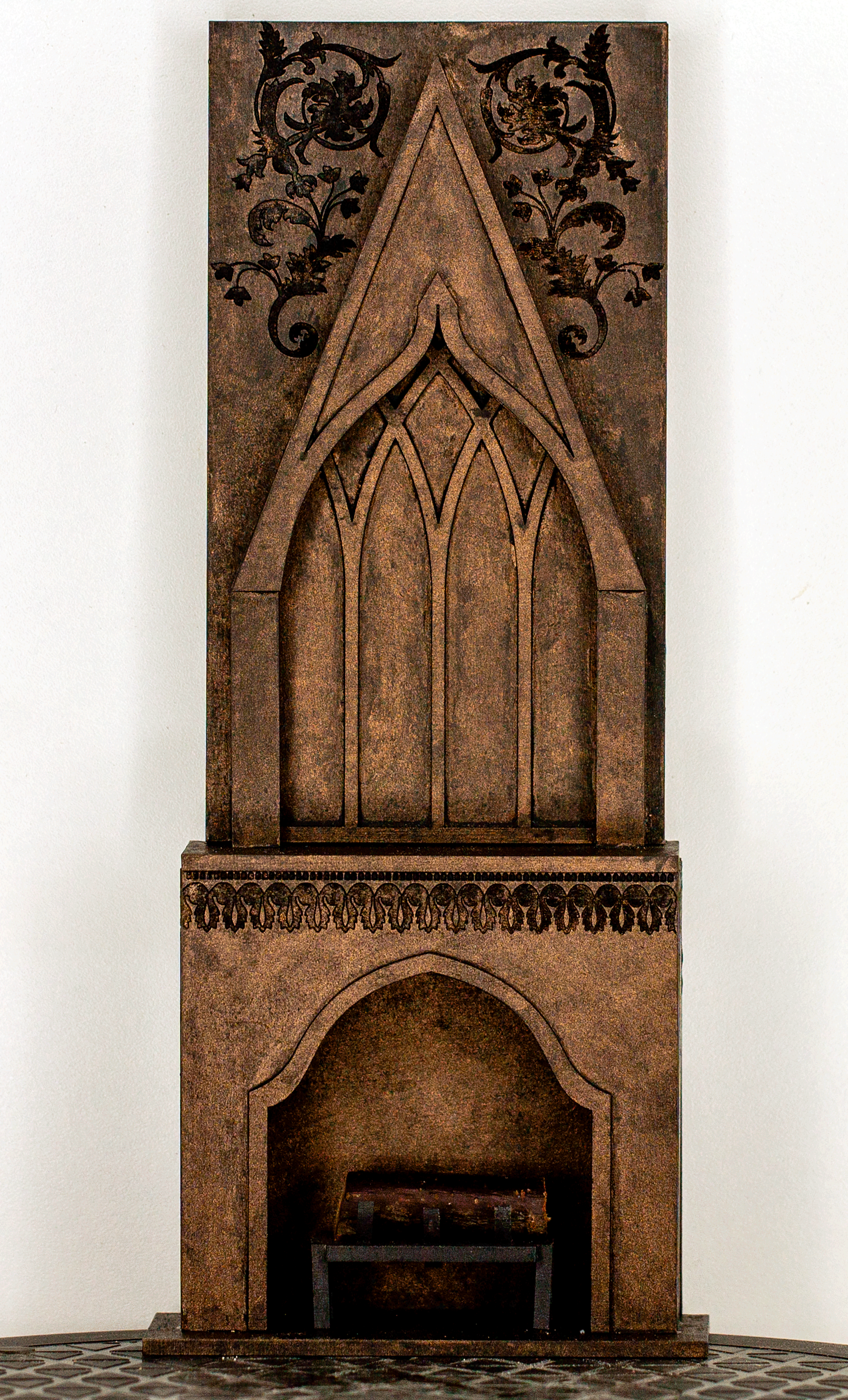 Miniature Gothic Style C Fireplace - 1 12 or 1 24 Scale Kit