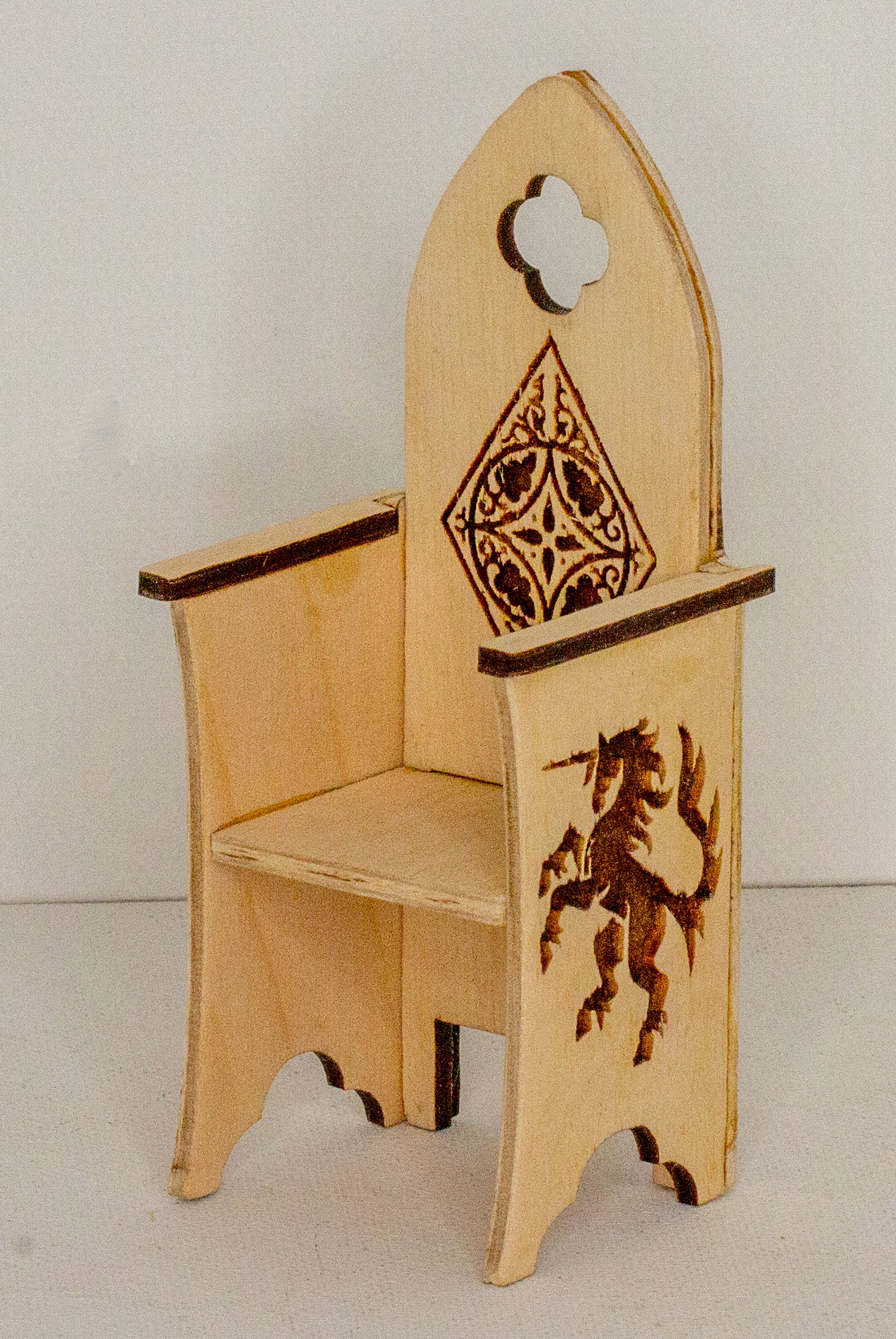 Miniature Medieval Gothic Style High Back Chair - 1 12 Scale Kit