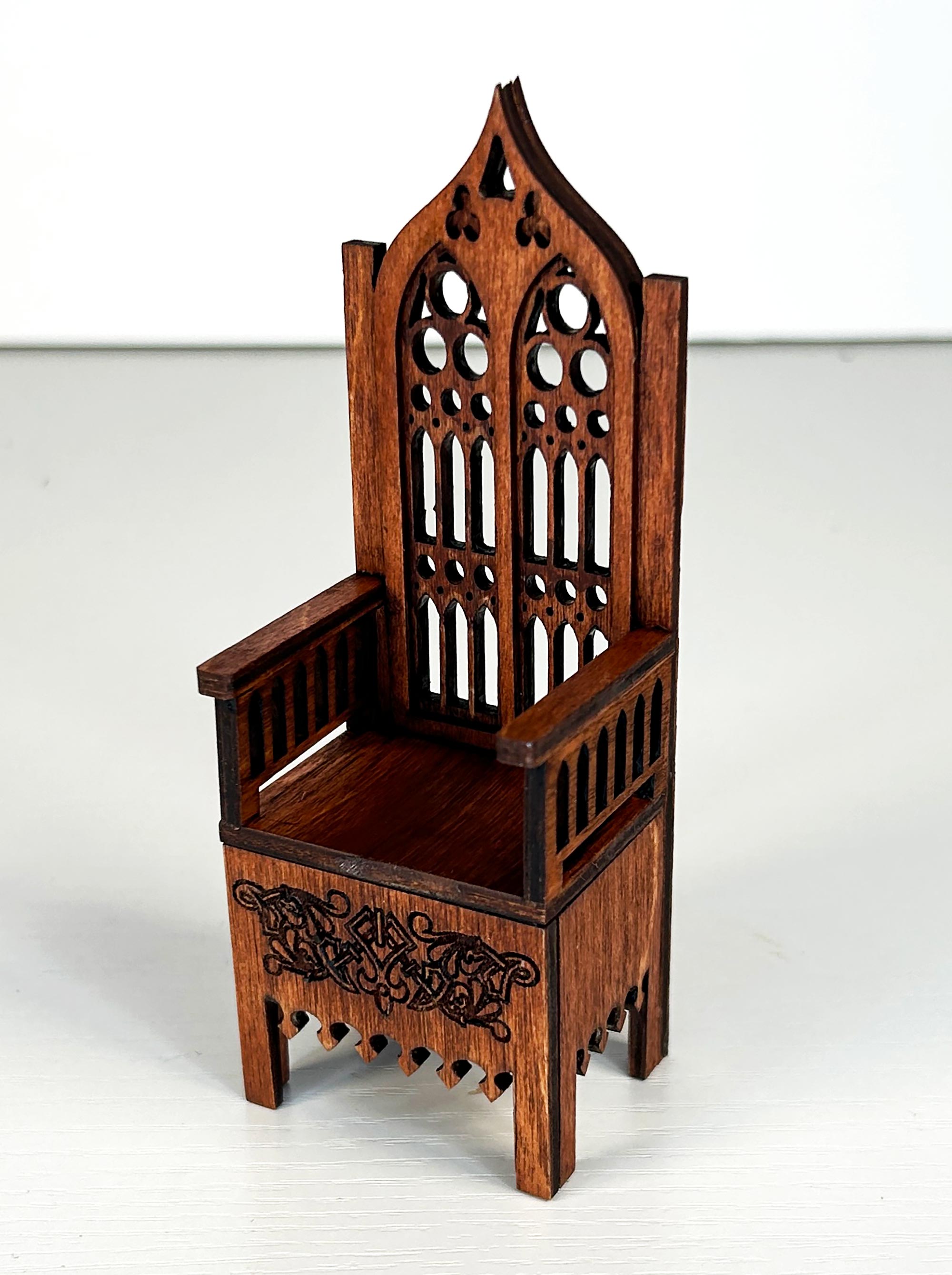 Victorian Gothic Dollhouse Chair Kit – 1:12 Scale Miniature Furniture Kit