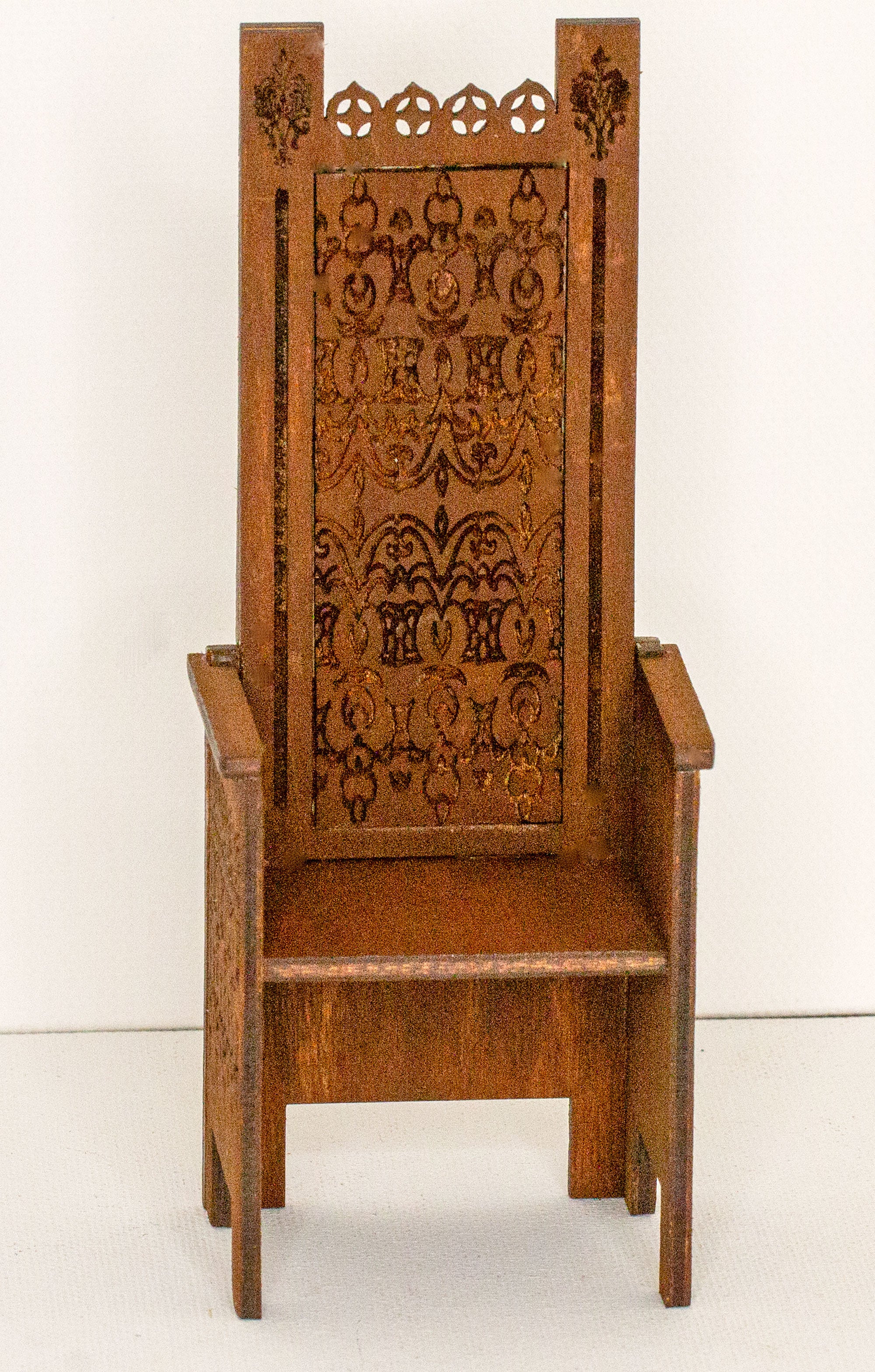 Miniature Medieval Gothic Style Decorative High Back Chair - 1 12 or 1 24 Scale Kit