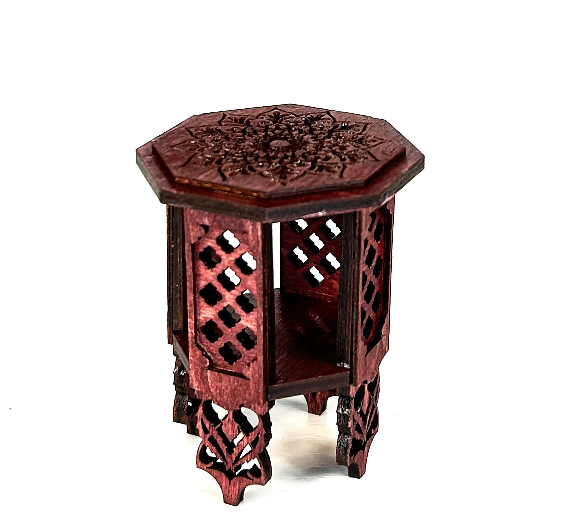 Indian Style Dollhouse Side Table Kit – 1:12 Scale Miniature Furniture Kit
