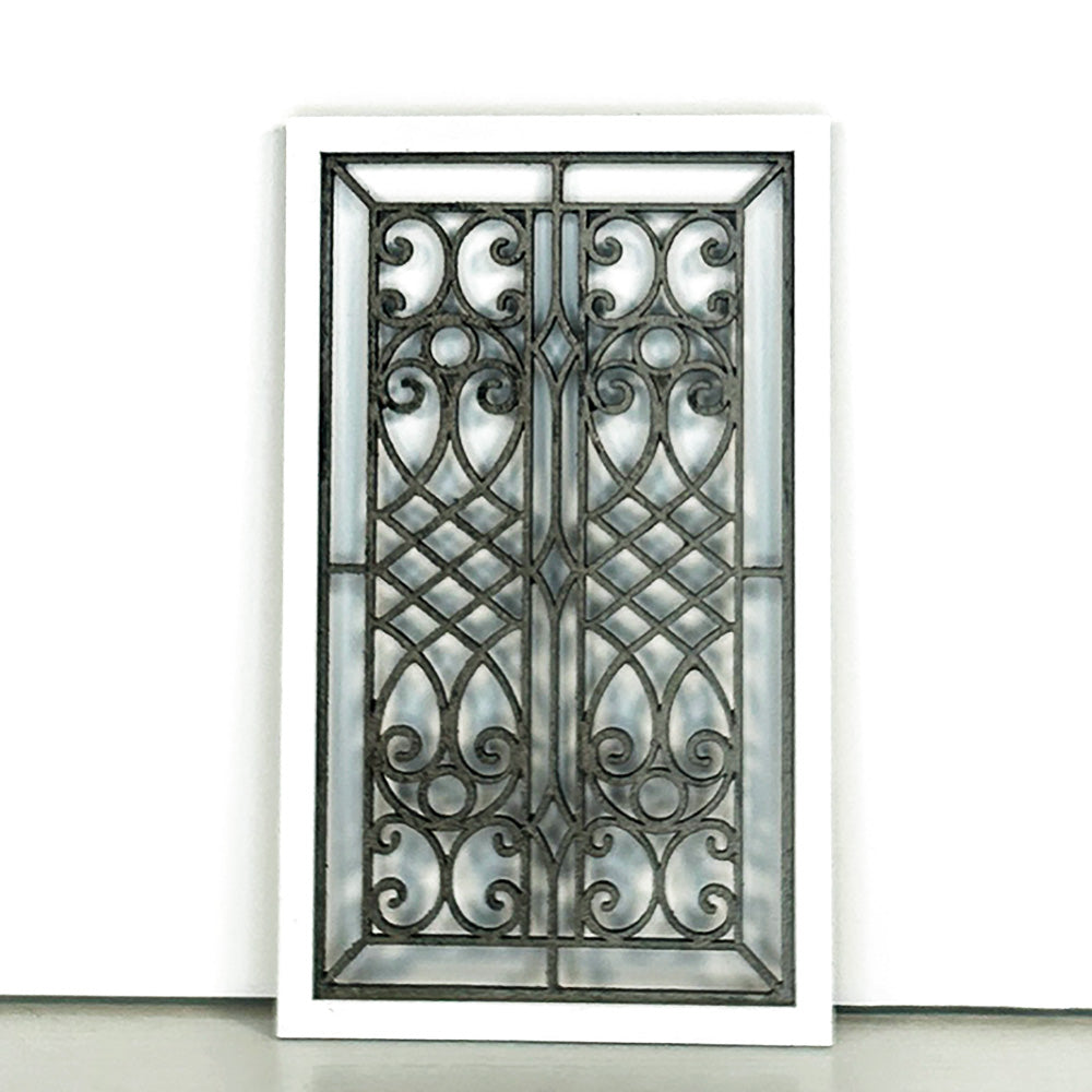 Miniature Leaded Glass Window B – Vintage Style Dollhouse Window