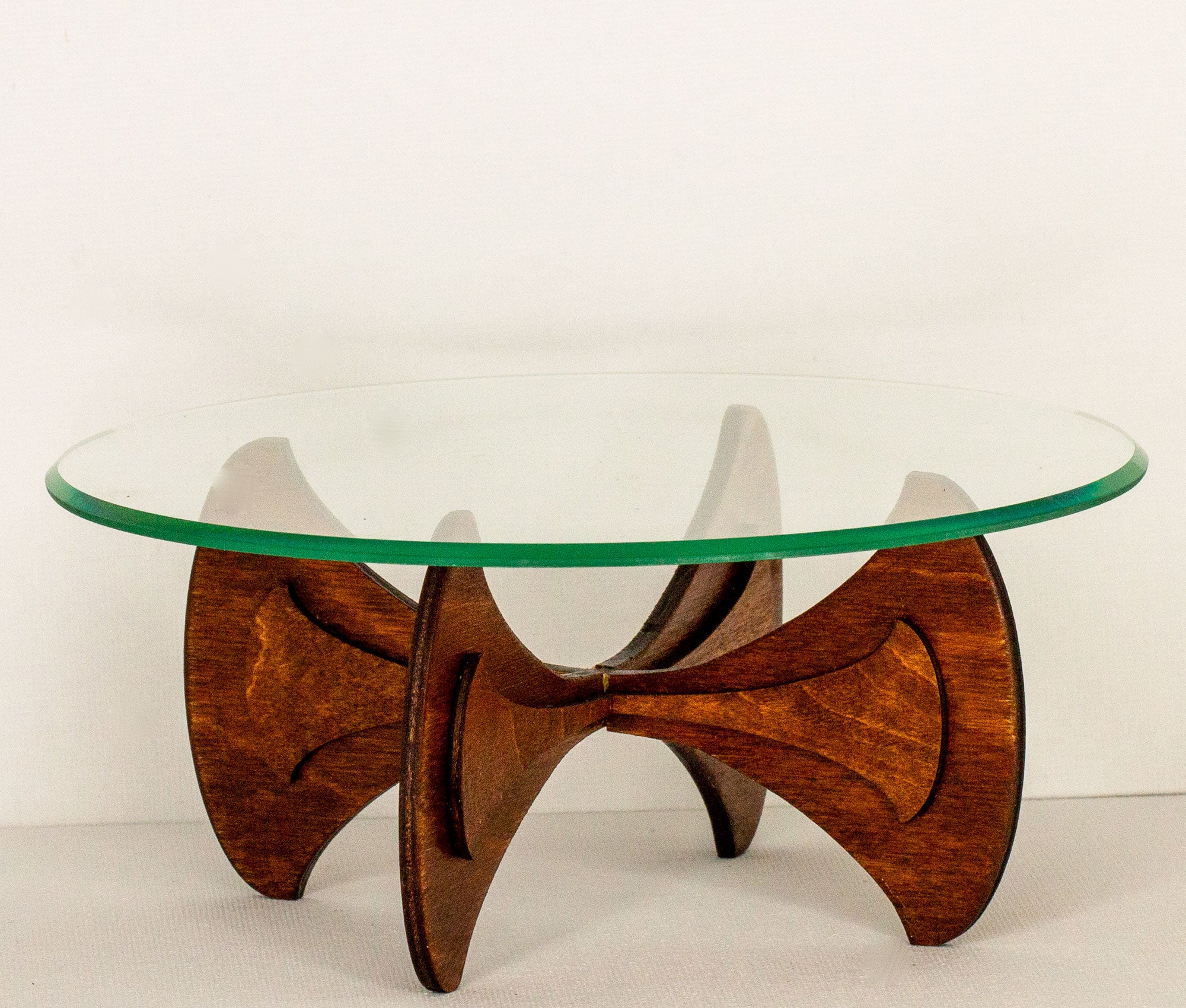 Mid Century Modern Round Glass Top Dining Room Table -  1:12 Scale Kit