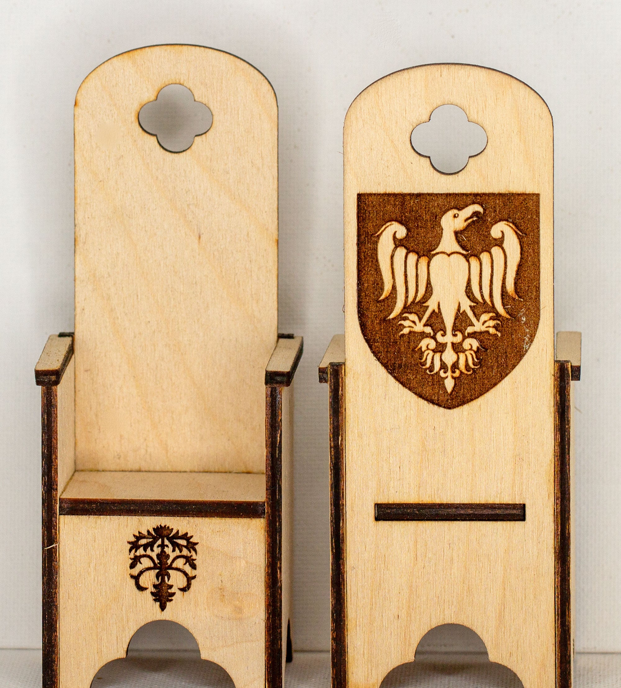 Miniature Medieval Gothic Style Decorative High Back Chair with Eagle Engraving - 1 12 or 1 24 Scale Kit