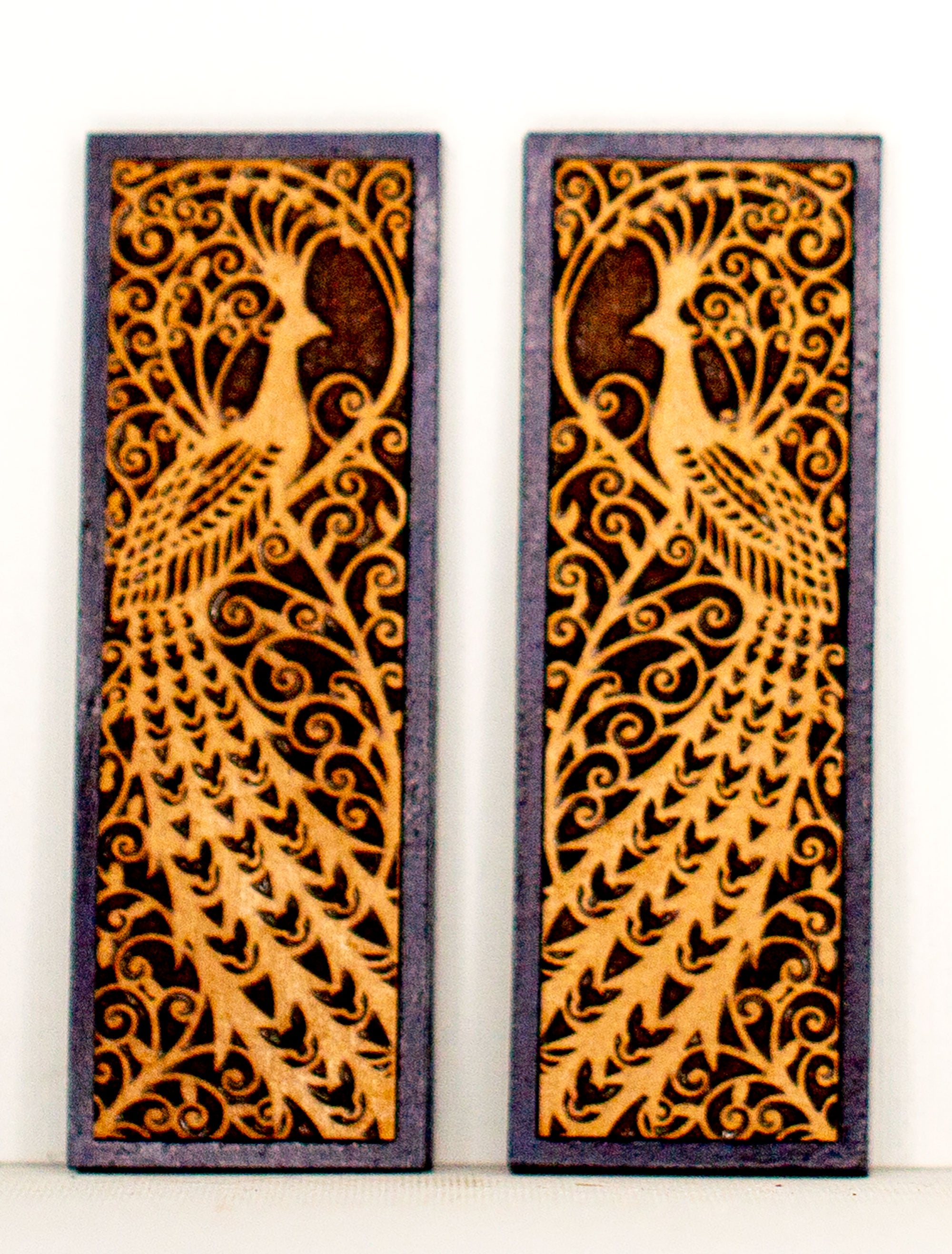 Miniature Engraved Peacock Pictures Kit - Set of Two  - 1 12 Scale