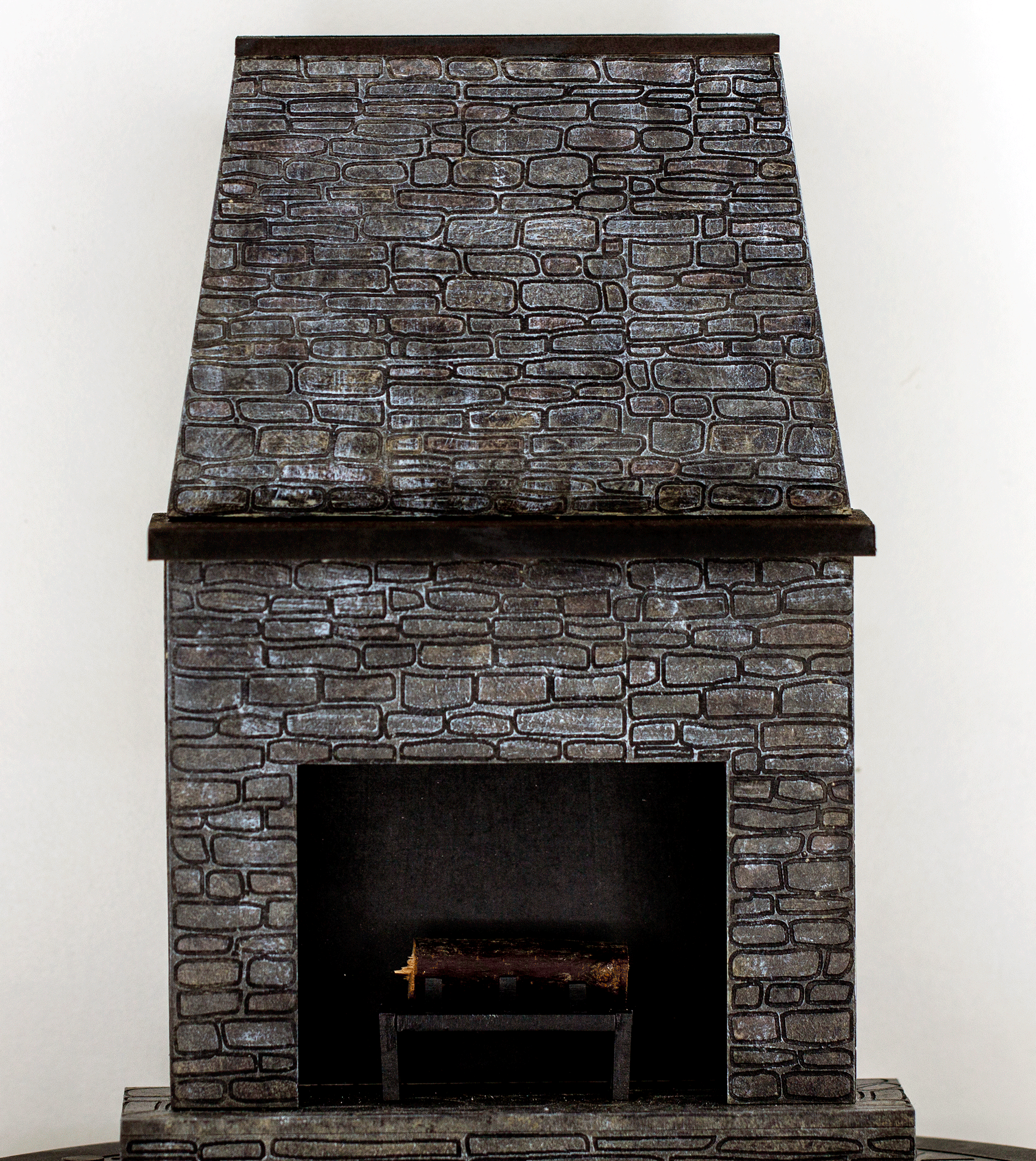 Miniature Large Stone Fireplace - 1 12 or 1 24 Scale Kit