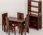 Miniature Filigree Kitchen or Dining Room Table, Chair and Hutch Kit 1:12 Scale