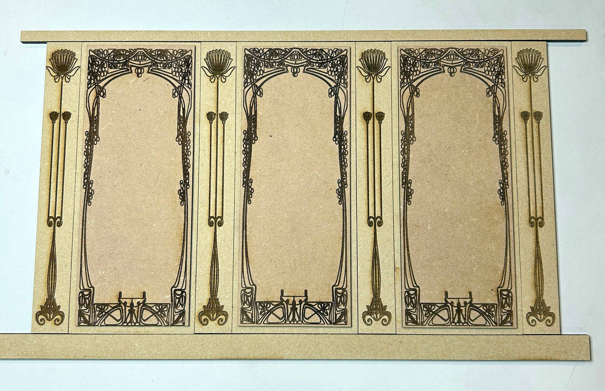 Art Nouveau Dollhouse Wainscoting Kit – 1:12 Scale Miniature Wall Paneling